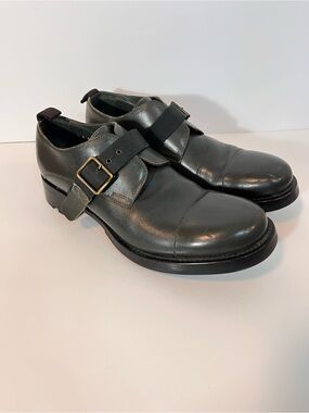 VTG Miu Miu Leather Single Monk Strap Dress Shoes Men’s 9 Chunky Pilgrim Brogues